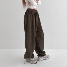 Lalaon 女款 短版/基本/長版 寬版抽繩鬆緊束口運動褲 25TSP3366