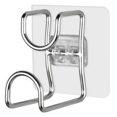 E.dot 不鏽鋼臉盆掛勾架, 免釘免鑽壁掛黏貼, 不鏽鋼原色, 1個