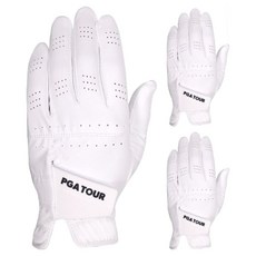 PGA TOUR Swing Soft Flex 合成皮男性高爾夫手套 23PTGVL 3入組, 白色