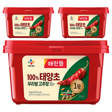해찬들 100% 태양초 우리쌀 고추장, 3kg, 3개
