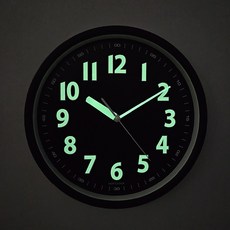 핫클락 라운드 야광 벽시계 평면 315mm, 블랙