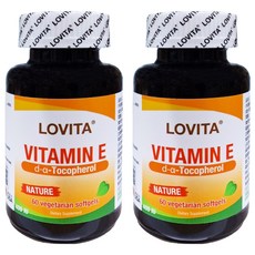Lovita 維生素E 400IU 全素食軟膠囊食品, 60顆, 48g, 2罐