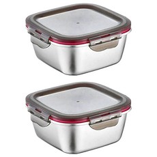 304不鏽鋼 正方形趣味保鮮盒 可微波 14 x 14 x 7cm , 600ml, 2個