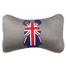 BORN TO ROAD 英國國旗庫柏力克熊車用頸枕, 灰色, 1個