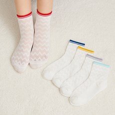 BASE ALPHA ESSENTIALS 兒童涼爽網眼線條襪5件組