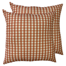 J&N 精緻格紋印花抱枕 橘色 (2入/組), 60 x 60cm