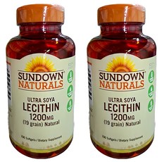 SUNDOWN NATURALS 日落恩賜 超級61頂級卵磷脂膠囊 1200mg (19 grain) Natural, 1.8g, 100顆, 2罐
