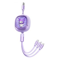 Sanrio 三麗鷗 數據線三合一充電線 SS-888, 1個, 120cm, 酷洛米 紫色