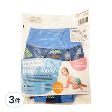 Splash About Happy Nappy 全新3D游泳尿布褲，柔軟保暖Neoprene材質，環保省錢可重複使用, XL, 3件