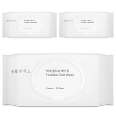 생활공작소 베이직 비데 물티슈 캡형, 100매입, 3개