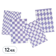 Iciel design 6孔補充內頁 棋盤格 4款組合 紫丁香色, 12套