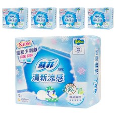 SOFY 蘇菲 清新涼感衛生棉 清涼薄荷 護翼型, 超薄夜用型(29cm), 12片, 5包