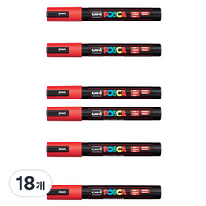 포스카 컬러마커 PC-5M RED, 18개, 1색