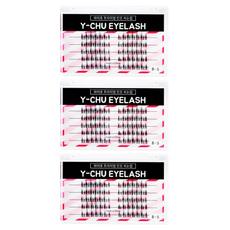 y-chu 優質單簇假睫毛 混合款 B-5-1 130p 套組, 3個, 黑色