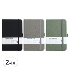 TODAY LIVING 高級 A6 小型內頁100張 精裝橫線筆記本 3入組 R98375A, 2套, 黑色, 灰色, 綠色