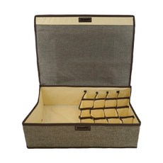 逛逛市集 折疊內衣褲襪分隔收納箱 17格款, 棉麻材質 灰色 衣物收納, 1個