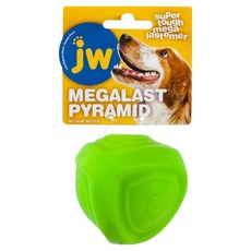 Petmate JW Megalast 彈跳三角啾啾球 天然橡膠製成 金字塔形狀 中號, 7.6 x 7.6 x 7.6cm, 綠色, 1個