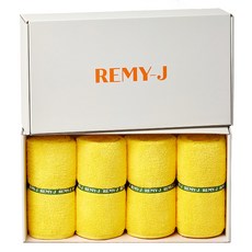 RemyJ 芒果滾邊毛巾 250g 40支 莫代爾天絲, 4個, 黃色