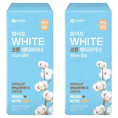 화이트 코튼 팬티라이너, 일반, 90개입, 2개