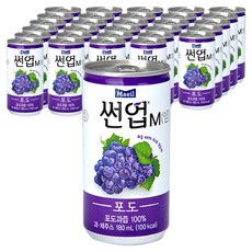 썬업 과즙100% 포도 주스, 180ml, 30개