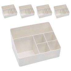 簡約6格多功能迷你收納整理盒, 白色, 5個