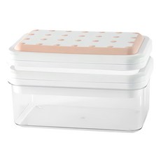 JEK 按壓式冰塊盒 雙層, 20 x 12 x 13cm, 粉色, 1個