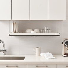 퓨어셀 시그니처 상부장 부착식 식기건조대+ 2구 수저통 세트, 1단, 화이트+다크그레이90, 1개