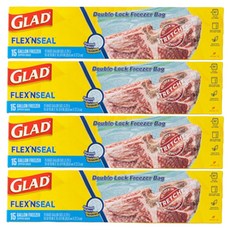 글래드 늘어나는 매직 지퍼백, 대(L), 15개입, 4개