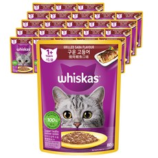 위스카스 어덜트 고양이 습식사료, 구운 고등어, 80g, 24개