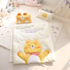 孩童用可愛動物系列超細纖維午睡被+薄墊+枕頭組, Bear