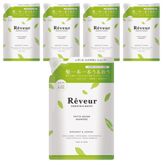 Reveur 芮芙茹 植物性洗髮露補充包 柔順亮澤 佛手柑與茉莉花, 400ml, 5包