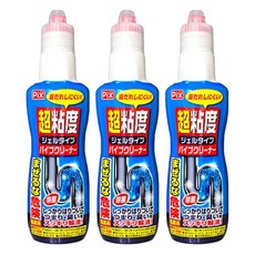 Lion Chemical 獅子化學 Pix 超黏度濃縮水管清潔凝膠, 強力清潔, 400g, 3瓶