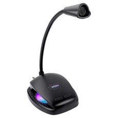 INTOPIC 廣鼎 USB桌上型RGB麥克風 JAZZ-UB031 心型指向收音 一鍵切換八種燈效, 黑色