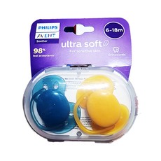 PHILIPS 飛利浦 AVENT 新安怡 Ultra Soft 愛心奶嘴組 附消毒盒, 6~18個月, 深綠色 + 深黃色, 1組