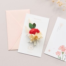 MUNID Grace康乃馨胸針 + 卡片組, 可愛紅色, 1套