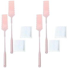 葉子小舖 長柄扁平刷 不織布縫隙除塵刷 刷子*1+替換布*10, 粉色, 4支
