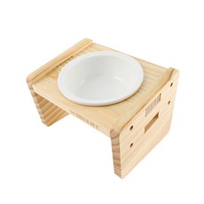 Dog-i 寵物高級木質餐具1件套+瓷碗套裝, 單色, 1套