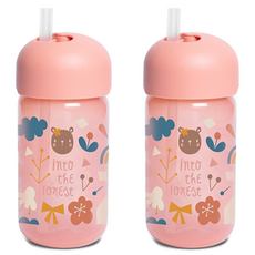 스와비넥스 포레스트 빨대컵, 핑크, 2개, 340ml