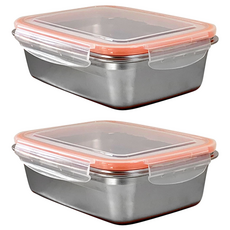 KAZT 冰箱整理不鏽鋼小菜密封容器 2號 550ml, 2個, 單品