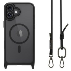 MAGEASY Roam M 城市漫遊超軍規防摔掛繩手機殼，16英尺防震，適用於2024 iPhone, iPhone 16 Pro, 黑色