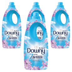 다우니 초고농축 7일지속 탈취파워 섬유유연제 레몬그라스와 라일락 본품, 2L, 4개