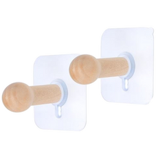 美可 居家達人強力無痕貼實木掛勾 2.5 x 2cm 2個, 蘑菇款, 1組
