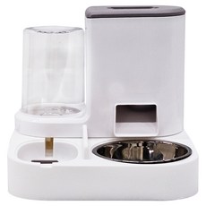 萌貝貝 新一代兩用寵物餵食器, 灰色, 不鏽鋼+塑膠PP, 1個