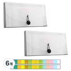 미소로운 편리한 13칸 미니 아코디언 영수증정리함 + 인덱스스티커, 투명화이트, 6개