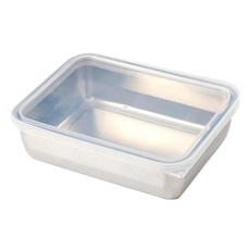 德利生活 升級帶蓋 不鏽鋼多用途保鮮盒 中號 - 食物保鮮、冰箱收納, 1入, 1個