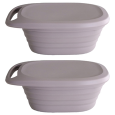 矽膠手柄型折疊容器 可可色, 650ml, 2個