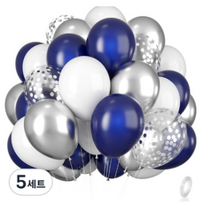 曼德哈比五彩紙屑氣球組, 藍銀色, 5套