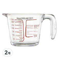 르베르폴리세 퓨어 글라스 계량컵, 투명 + 레드, 2개, 350ml