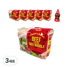 밀리켓 베트남 쌀국수 즉석라면 소고기맛 24p+칠리소스 250g 세트, 3세트, 60g