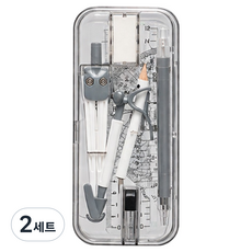 WITH STAR COMPANY 製圖用圓規尺規量角器三角尺10件組, 灰色, 2套